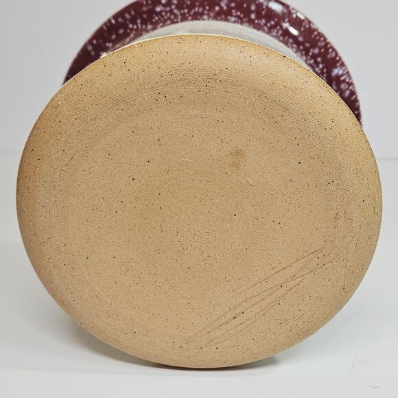 Vtg Stone Handcrafted Pottery Native Soup Bowl Cup Mug Cranberry White Speckled - Picture 7 of 12